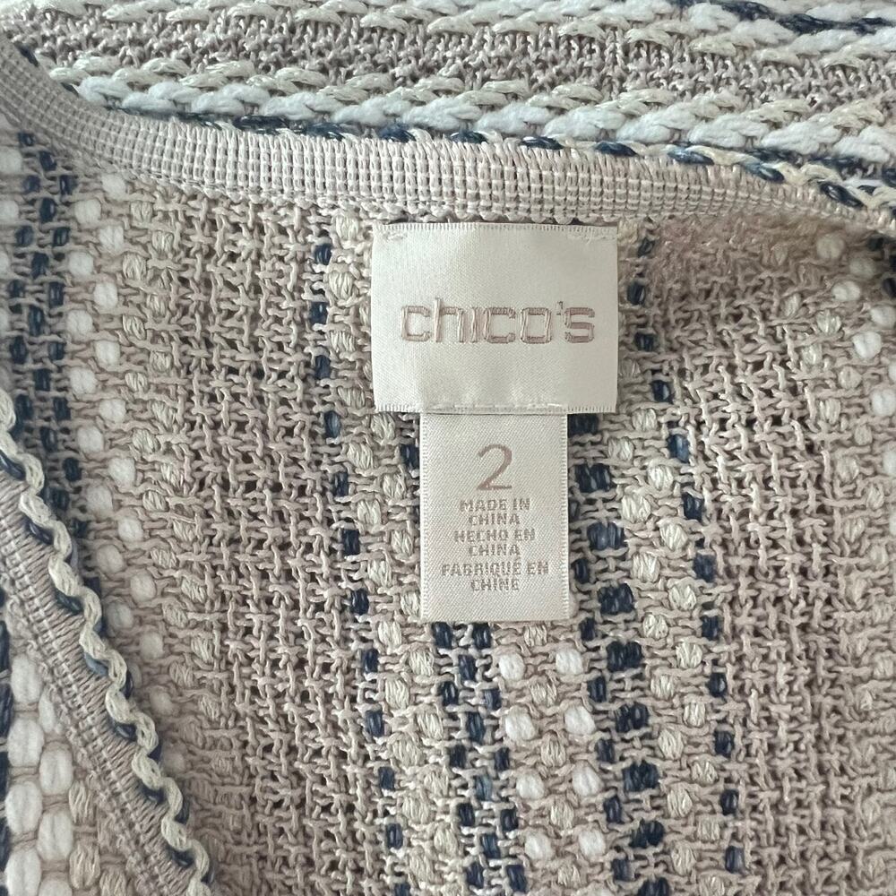 Chicos Tie Front /short Sleeve Cardigan Size 2 - Picture 3 of 5